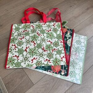 Homegoods TJMaxx Marshalls Bow Snowflakes & Ornament Bow Tote Bags Set of 3